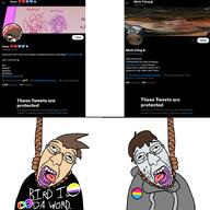 2soyjaks autism badge brown_hair clothes flag flag:non-binary_pride_flag flag:pansexual_pride_flag flag:united_states flag:venezuela glasses grey_skin hair hanging hoodie itsmemango64 kungfucafaru non-binary open_mouth pansexual pride_flag rope soyjak stubble suicide text tongue twitter variant:rizzjak white_skin // 2000x2000 // 934.5KB