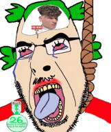 4chan anime badge glasses green_hair hair hanging lipstick makeup merge mulatto_perm noose oldfag rent_free stubble tongue tranny variant:bernd variant:cobson yotsoyba zoomer zoomer_hair // 1162x1378 // 1.8MB