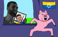 animated arm bloodshot_eyes crying drawn_background ear flag gigachad hand its_over judaism leg oink pig pink_skin rope russo_ukrainian_war snout soyjak star_of_david stubble subvariant:massjak subvariant:wholesome_soyjak suicide tail text ukraine variant:gapejak volodymyr_zelenskyy // 900x576 // 203.3KB