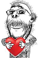 arm body_hair chest_hair ear eyelashes glasses hair hairy hand heart holding_heart holding_object nipple smile soyjak stubble subvariant:wholesome_soyjak turkiye variant:gapejak // 676x1021 // 146.0KB