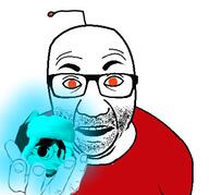 animal bright_blue_cat cat furry glasses glowing half_open_mouth hand holding_object hyprobj reddit soyjak stubble twitch variant:el_perro_rabioso // 430x400 // 93.7KB