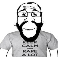 balding beard clothes glasses hair keep_calm rape smile soyjak subvariant:science_lover tshirt variant:markiplier_soyjak // 800x789 // 202.9KB