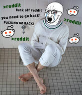 angry antenna bloodshot_eyes crying glasses go_back greentext mental_illness open_mouth orange_eyes reddit snoo soyjak straightjacket stubble text variant:soyak // 408x476 // 58.4KB