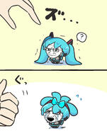 anime bloodshot_eyes blue_hair closed_mouth concerned crying frown glasses hair hatsune_miku open_mouth smile smug soyjak stubble variant:soyak vocaloid // 982x1247 // 239.5KB