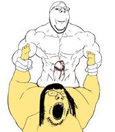 2soyjaks arm asian blood buck_teeth buff glasses hair hand holding_object leg long_hair meta:pornographic_content nipple nsfw open_mouth penis poop rape sex small_eyes smile soyjak stubble subvariant:wholesome_soyjak swolesome variant:gapejak yellow_skin yellow_teeth // 788x901 // 106.4KB