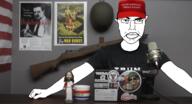 arm closed_mouth clothes flag glasses gun hand hat irl irl_background jesus john_doyle laptop maga microphone republican rifle swastika tesla text tshirt united_states variant:chudjak vietnam youtube // 1281x691 // 612.7KB