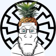 animated blue_eyes buff closed_mouth food fruit glasses pineapple sonnenrad soyjak stubble variant:markiplier_soyjak // 700x700 // 5.3MB