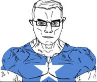 arm blue_eyes buff closed_mouth clothes country ear flag flag:somalia glasses hair somalia soyjak subvariant:chudjak_front subvariant:muscular_chud tshirt variant:chudjak vein // 739x633 // 248.4KB