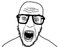 angry glasses open_mouth soyjak stubble template variant:nerdjak // 713x567 // 12.2KB