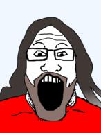 beard clothes glasses hair open_mouth richard_stallman soyjak technology variant:markiplier_soyjak // 674x884 // 21.5KB