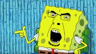 arm cartoon clothes glasses hand necktie open_mouth pointing soyjak spongebob_squarepants stubble variant:cobson yellow_skin // 800x450 // 468.7KB