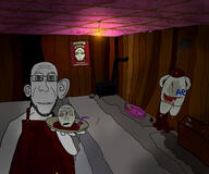 2soyjaks basement blood clothes drinking_straw ear evil food gore grin hand holding_object holding_plate meat murder naked ominous overalls penis plate poster rape realistic saw scary severed_head subvariant:lawrence variant:platejak // 3333x2777 // 7.4MB