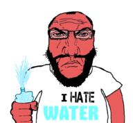 angry balding beard bottle clothes fist glasses hair hand holding_object i_hate plastic_bottle punisher_face red_skin soyjak subvariant:science_lover text tshirt variant:markiplier_soyjak water water_bottle // 1017x935 // 409.2KB