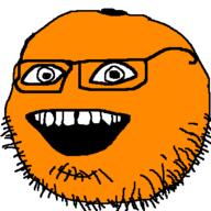 annoying_orange food fruit glasses open_mouth orange orange_(fruit) smile soyjak stubble variant:unknown // 380x380 // 8.2KB