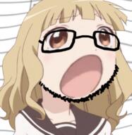 anime background clothes distorted glasses hair oomuro_sakurako open_mouth soyjak stubble variant:unknown yuruyuri // 833x855 // 519.4KB