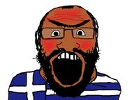 angry beard blush brown_skin country flag flag:greece glasses greece hair open_mouth soyjak subvariant:science_lover variant:markiplier_soyjak // 800x600 // 145.6KB