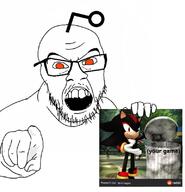 4chan angry balding faggot glasses hand holding_object open_mouth orange_eyes pointing pointing_at_viewer reddit reddit_moment sega shadow shadow_the_hedgehog snoo sonic sonic_the_hedgehog soyjak stubble trash_can v_(4chan) variant:feraljak video_game watermark // 770x800 // 191.5KB