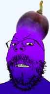 angry blue_skin closed_mouth clothes food foodjak fruit glasses gradient grape hat plum purple_skin soyjak stubble variant:gapejak // 594x1120 // 262.5KB