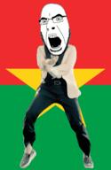 angry animated burkina_faso country dance flag flag:burkina_faso full_body gangnam_style glasses irl open_mouth soyjak star stubble variant:cobson // 300x460 // 499.4KB