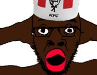 arm glasses hand kfc lips meme negro open_mouth shocked soyjak stubble variant:unknown // 252x196 // 41.2KB