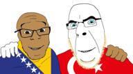 2soyjaks blond blue_eyes bosnia brown_eyes brown_skin country flag flag:bosnia_and_herzegovina flag:turkiye friendship glasses hand happy looking_at_you smile soyjak stubble turkiye variant:cobson variant:feraljak // 1920x1080 // 332.4KB