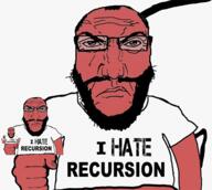 angry animated arm balding beard closed_mouth clothes fist glasses hair hand i_hate punisher_face recursion red_skin soyjak subvariant:science_lover text tshirt variant:markiplier_soyjak // 600x536 // 1.9MB