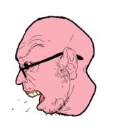 angry ear glasses open_mouth pink_skin soyjak stubble variant:unknown yellow_teeth // 397x459 // 4.7KB