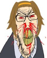 angry anime blood bloodshot_eyes brown_hair clenched_teeth clothes female glasses hair hairband k_on mustache nosebleed red_eyes ritsu_tainaka soyjak stubble subvariant:feralrage variant:feraljak vein white_skin // 778x952 // 473.2KB