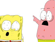 arm cartoon clothes hand meta:not_a_soyjak necktie nickelodeon open_mouth patrick_star pointing soy_parody spongebob_squarepants variant:two_pointing_soyjaks // 1020x784 // 51.8KB