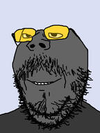 brainless glasses grey_skin mustache retard smile soot soyjak soyjak_party stubble variant:gapejak // 600x800 // 151.6KB