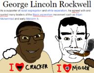 black_skin flag george_lincoln_rockwell glasses hair malcolm_x nazism nigger pipe smile swastika text variant:chudjak variant:feraljak wikipedia // 2240x1753 // 130.5KB