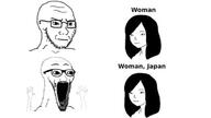 arm concerned female frown glasses hand hands_up japan open_mouth place_japan soyjak stubble subvariant:wewjak text thing_japanese variant:soyak // 680x383 // 98.5KB