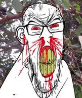 angry animated bird blood bloodshot_eyes clenched_teeth ear glasses sound soyjak stubble subvariant:feralrage variant:feraljak vein video yellow_teeth // 340x402, 12.8s // 756.2KB