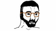 beard closed_mouth glasses hair haircut horn_rimmed_glasses mustache smile soyjak undercut variant:chudjak // 800x450 // 38.5KB