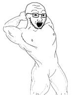 arm buff glasses leg naked open_mouth soyjak stubble variant:soyak // 1858x2310 // 72.0KB