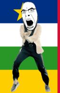 angry animated central_african_republic country dance flag flag:central_african_republic full_body gangnam_style glasses irl open_mouth soyjak star stubble variant:cobson // 300x460 // 496.1KB