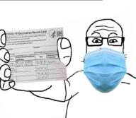 arm clothes coronavirus_pandemic glasses hand holding_object mouth_mask paper soyjak stubble surgical_mask text tshirt vaccine variant:markiplier_soyjak // 1030x894 // 482.5KB