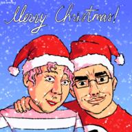 2soyjaks christmas clothes glasses hat mustache pink_hair santa_hat snow soyjak stubble tranny variant:bernd variant:chudjak white_skin // 800x800 // 615.8KB