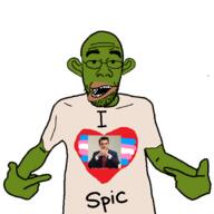 amerimutt aryan blue_eyes brown_hair clothes ear frog glasses green_skin groyper heart i_love mutt nick_fuentes open_mouth pepe shitskin soyjak stubble tranny transgender_flag tshirt variant:shirtjak white_skin // 2048x2048 // 1.3MB