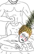 2soyjaks arm blush clothes condom cum drool food foodjak fruit full_body gay glasses hand hat leg nsfw pineapple pinejak prostration sex soyjak stubble subvariant:wholesome_soyjak variant:gapejak variant:soyak // 1000x1600 // 188.7KB