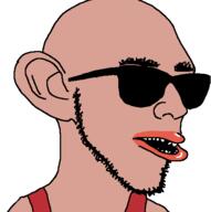 amerimutt brown_skin clothes ear glasses open_mouth sleeveless_shirt soyjak stubble sunglasses variant:unknown // 508x512 // 13.7KB