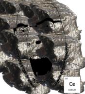 angry cerium chemistry element glasses irl metal objectsoy open_mouth soyjak stubble variant:cobson // 442x485 // 502.9KB