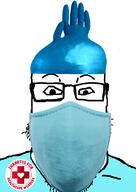 badge clothes doctor facemask glasses glove hat soyjak stubble variant:markiplier_soyjak // 600x848 // 239.0KB