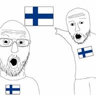 2soyjaks arm country cross finland flag glasses hand open_mouth pointing soyjak stubble variant:two_pointing_soyjaks // 3840x3780 // 407.4KB