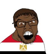 brown_eyes brown_hair brown_skin clothes country egypt flag flag:egypt glasses hair open_mouth soyjak stubble variant:feraljak // 1500x1500 // 60.7KB