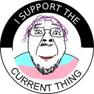 badge clothes eyelashes flag glasses mustache purple_hair smile soyjak stubble text tranny variant:bernd // 1024x1024 // 270.0KB