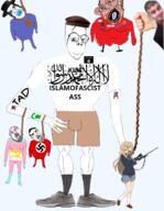 ack american_flag amerimutt anime anti_mutt body brainful buff chud clothes communism flag glasses gun hand hat isis islam islamofascism israel jewish_star judaism konohagakure_symbol muscles nazism nike ommar_mateen rifle rope shoe shorts soyjak star_of_david subvariant:ackmutt subvariant:rand subvariant:wholesome_soyjak taliban text tranny united_states variant:chudjak variant:gapejak weapon // 1434x1849 // 1.2MB