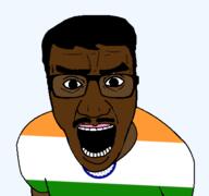 angry brown_skin country flag glasses hair india indian mustache open_mouth soyjak variant:el_perro_rabioso // 427x400 // 11.4KB