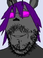 animal_ears antler furry glasses grey_skin jackalope ozzy purple_hair rabbit_ears smile soot soot_colors soyjak soyjak_party stubble variant:gapejak // 600x800 // 32.0KB