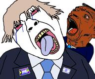 2soyjaks bloodshot_eyes boris_johnson british brown_skin btfo clothes conservative conservative_party_(uk) crying hair indian israel necktie nhs open_mouth politician politics rape rishi_sunak soyjak stubble suit tongue variant:bernd variant:unknown yellow_hair yellow_teeth // 834x694 // 340.5KB